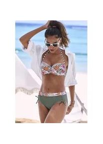 Bandeau-Bikini-Top Venice Beach "Summer", Damen, Gr. 36, Cup C, wei&szlig; (wei&szlig; bedruckt), Polyamid, Xtra Life LYCRA, bedruckt, floral, Bikini-Oberteile, mit geraffter Mitte