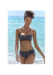 B&uuml;gel-Bandeau-Bikini-Top ELBSAND "Letra", Damen, Gr. 40, Cup C, schwarz, Recycling-Polyamid, bedruckt, Bikini-Oberteile, mit tollem Wording