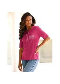 Kurzarmshirt Classic Basics "Kurzarm-Shirt", Damen, Gr. 44, pink, 100% Baumwolle, bedruckt, gemustert, metallic, Rundhals, Shirts