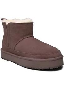 Winterboots rosemunde "Evelyn Leather Elastic Boot", Damen, Gr. 37, dunkelbraun, Obermaterial: 100% Rindveloursleder. Futter: 100% Lammfell, unifarben, Schuhe Winterboots, Memory Foam, individuelle Passform, bequem, weich, langlebig