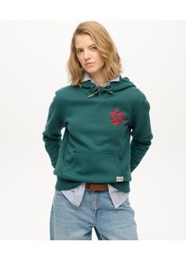 Superdry Damen Baumwolle Gesticktes Logo SD & CO Neon Kapuzenpullover, Gr&uuml;n & Rot - Gr&ouml;&szlig;e: 40 2102622501883XG8019