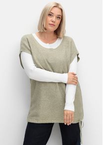 sheego Große Größen Pullunder mit weitenregulierbarem Saum, khaki-meliert, Größe 50 - Damen