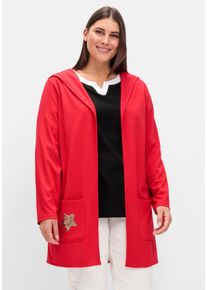 sheego Gro&szlig;e Gr&ouml;&szlig;en Shirtjacke mit Pailletten-Schriftzug hinten, rot, Gr&ouml;&szlig;e 40 - Damen