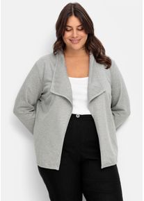 sheego Große Größen Jerseyblazer mit Umlegekragen, kurz geschnitten, hellgrau-meliert, Größe 46 - Damen