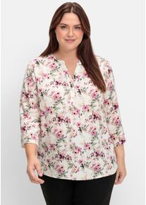 sheego Gro&szlig;e Gr&ouml;&szlig;en Schlupfbluse mit floralem Digitaldruck, ecru-bedruckt, Gr&ouml;&szlig;e 42 - Damen