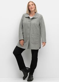 sheego Große Größen Longjacke in Woll-Optik, steingrau-meliert, Größe 50 - Damen