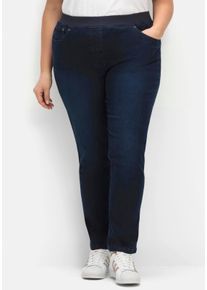 CREATION L PREMIUM sheego Große Größen Jeans mit Rippenstrick-Bund, dark blue, Größe 48 - Damen