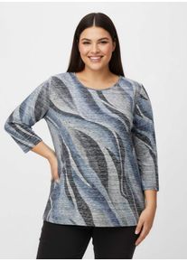 sheego Große Größen Rundhalsshirt im kombifreundlichen Druckmuster, taubenblau-hellgrau-bedruckt, Größe 42 - Damen