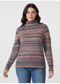 sheego Gro&szlig;e Gr&ouml;&szlig;en Rollkragenpullover mit mehrfarbigem Ringel-Muster, rosenholz-jade-gemustert, Gr&ouml;&szlig;e 50 - Damen