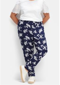 sheego Große Größen Hose floral bedruckt, nachtblau-weiß-bedruckt, Größe 54 - Damen