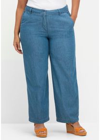 sheego Gro&szlig;e Gr&ouml;&szlig;en Culotte in Jeans-Qualit&auml;t, Baumwolle, blue-bleached, Gr&ouml;&szlig;e 56 - Damen