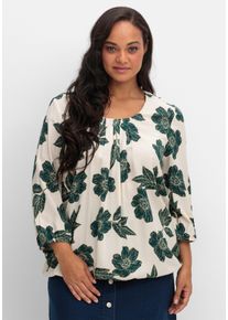 sheego Große Größen Schlupfbluse mit großen Blüten, champagner-petrol-bedruckt, Größe 54 - Damen