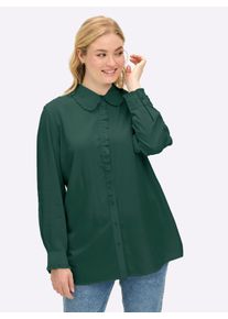 sheego Gro&szlig;e Gr&ouml;&szlig;en Hemdbluse mit ger&uuml;schter Knopfleiste, moos, Gr&ouml;&szlig;e 48 - Damen