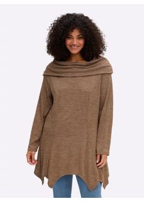 sheego by Joe Browns sheego Gro&szlig;e Gr&ouml;&szlig;en Longpullover mit gerafftem Rollkragen, braun-meliert, Gr&ouml;&szlig;e 56/58 - Damen