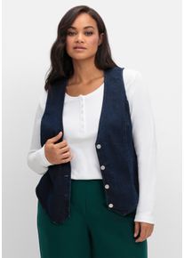 sheego Große Größen Jeansweste mit spitz zulaufendem Saum vorne, dark blue, Größe 40 - Damen