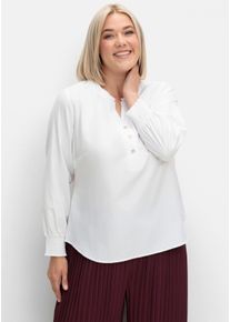 sheego Große Größen Schlupfbluse mit Rüschen-Details, weiß, Größe 42 - Damen