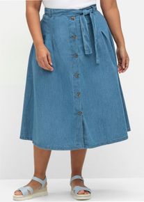 sheego Große Größen Jeansrock in ausgestellter Form, blue-bleached, Größe 28 - Damen