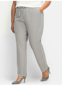 sheego Große Größen Schlupfhose mit silberfarbenen Galonstreifen, steingrau-gemustert, Größe 40 - Damen