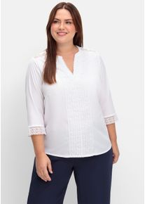 sheego Große Größen Schlupfbluse mit Spitze, weiß, Größe 48 - Damen