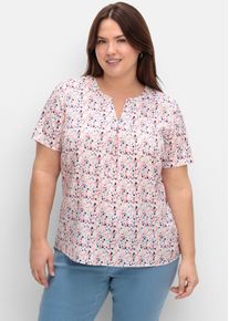 sheego Große Größen Schlupfbluse im Minimal-Muster, weiß-koralle-bedruckt, Größe 50 - Damen