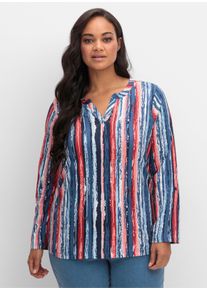 sheego Große Größen Langarmshirt mit Krempelärmel, marine-erdbeere-bedruckt, Größe 38 - Damen