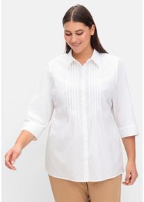 sheego Große Größen Longbluse mit Biesenverzierung, weiß, Größe 50 - Damen