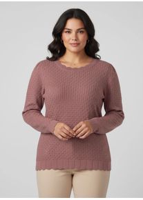 sheego Große Größen Feinstrickpullover mit Zopf-Muster, rosenholz, Größe 46 - Damen