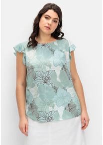 sheego Gro&szlig;e Gr&ouml;&szlig;en Blusentop mit Fl&uuml;gel&auml;rmeln, kalkmint-jade-bedruckt, Gr&ouml;&szlig;e 46 - Damen