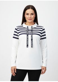 sheego Gro&szlig;e Gr&ouml;&szlig;en Sweatshirt mit hohem Stehkragen, ecru-marine, Gr&ouml;&szlig;e 50 - Damen