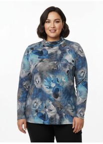 sheego Große Größen Rollkragenshirt im floralen Dessin, marine-bedruckt, Größe 50 - Damen