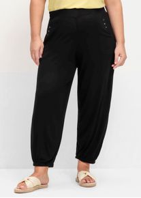 sheego Große Größen Jerseyhose mit elastischen Bündchen, Viskose, schwarz, Größe 44 - Damen