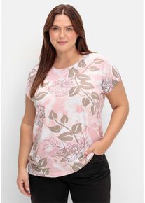 sheego Gro&szlig;e Gr&ouml;&szlig;en Rundhalsshirt mit Foliendruck, Viskose, wei&szlig;-hortensie-bedruckt, Gr&ouml;&szlig;e 46 - Damen