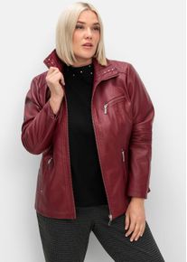 sheego Große Größen Lederimitatjacke mit Zier-Steppung, rot, Größe 50 - Damen