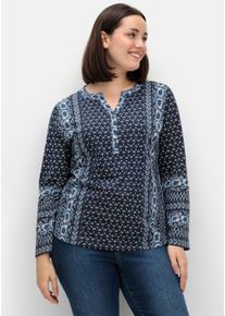 sheego Große Größen Print-Shirt mit Minimal-Muster, marine-bleu-bedruckt, Größe 42 - Damen