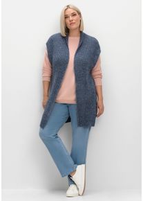 sheego Große Größen Strickweste aus meliertem Garn, rauchblau-meliert, Größe 52 - Damen