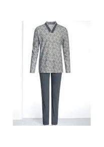 G&ouml;tting Schlafanzug G&Ouml;TTING, Damen, Gr. 52, blau (stahlblau, bedruckt), 100% Baumwolle, Homewear-Sets Schlafanzug