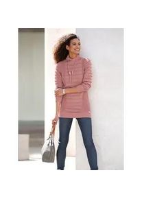 Longpullover Casual Looks "Longpullover", Damen, Gr. 40, rot (rosenholz), 50% Baumwolle, 50% Polyacryl, unifarben, Pullover Longpullover