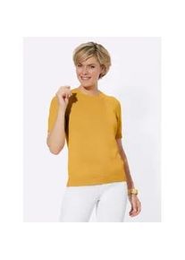 Kurzarmpullover Casual Looks "Pullover", Damen, Gr. 50, gelb (maisgelb), 50% Baumwolle, 50% Polyacryl, unifarben, Pullover
