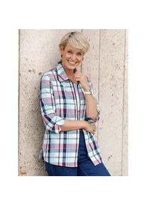 Karobluse Classic Basics, Damen, Gr. 50, bunt (fuchsia, marine, kariert), 65% Polyester, 35% Baumwolle, gemustert, mehrfarbig, Blusen Karobluse