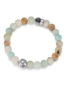 Perlenarmband Firetti "Schmuck Geschenk Armschmuck Armkette Perle", silber (edelstahlfarben, mehrfarbig, bunt), Armb&auml;nder, Damen, 17cm, Edelstahl Nylon, Edelstahl, Nylon, Perlenarmband, mit Amazonit