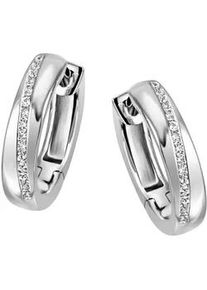 Paar Creolen Firetti "Schmuck Geschenk Silber 925 Ohrschmuck glitzernd", silber (silberfarben, kristallwei&szlig;, kristallwei&szlig;), Ohrringe, Damen, 14,2mm, Silber 925 (Sterlingsilber), mit Zirkonia (synth.)