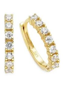 Paar Creolen "Schmuck Geschenk Silbercreole", gelbgoldfarben, kristallwei&szlig;, kristallwei&szlig;, ANISTON JEWELRY & WATCHES, Ohrringe, Damen, 14,4mm, Silber 925 (Sterlingsilber), mit Zirkonia (synth.)
