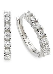 Paar Creolen "Schmuck Geschenk Silbercreole", silberfarben, kristallwei&szlig;, kristallwei&szlig;, ANISTON JEWELRY & WATCHES, Ohrringe, Damen, 14,4mm, Silber 925 (Sterlingsilber), mit Zirkonia (synth.)