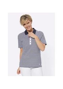 Poloshirt Casual Looks "Poloshirt", Damen, Gr. 54, blau (marine, wei&szlig;, geringelt), 100% Baumwolle, gemustert, mehrfarbig, Shirts
