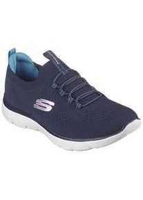Slip-On Sneaker Skechers "SUMMITS", Damen, Gr. 36, blau (navy, rosa), Textil, Schuhe, Freizeitschuh, Halbschuh, Slipper mit flexibler Traktionslaufsohle, Topseller