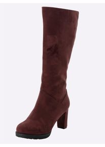 sheego Große Größen Weitschaftstiefel in Wildleder-Optik, mit bezogenem Absatz, burgund, Größe 44 - Damen