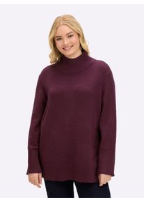 sheego Gro&szlig;e Gr&ouml;&szlig;en Pullover mit Melangegarn, bordeaux-burgund-meliert, Gr&ouml;&szlig;e 48/50 - Damen