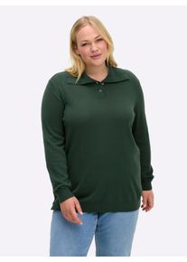 sheego Große Größen Pullover mit Knopfleiste am Kragen, moos, Größe 44/46 - Damen