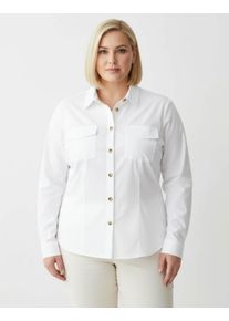 sheego Große Größen Hemdbluse mit Zier-Pattentaschen, weiß, Größe 52 - Damen