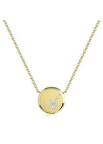 Kette mit Anh&auml;nger Firetti "Schmuck Geschenk Silber 925 Halsschmuck Ankerkette Kreis rund", gelbgoldfarben, kristallwei&szlig;, Halsketten, Damen, Silber 925 (Sterlingsilber), L: 45 B: 1,3mm, Made in Germany - mit Zirkonia (synth.), B:1,3mm